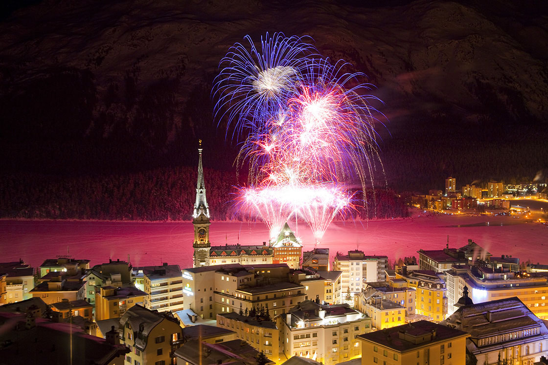 New Year's Eve fireworks over Lake St. Moritz — Christof Sonderegger, Engadine St. Moritz
