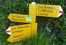 Swiss hiking trail markers