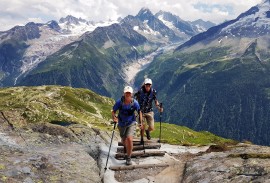 Hikers on tour du Mont Blanc