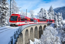 Swiss train in winter