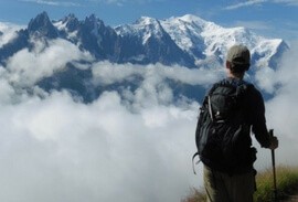 Hiker along the Mont Blanc trail