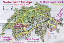 Map of Swiss Alps