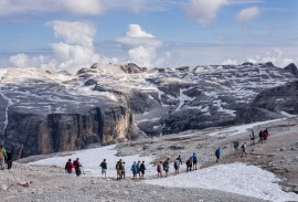 Hikers in the Italian Dolomites