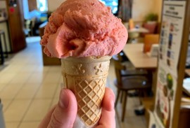 Strawberry gelato cone | Photo by Macie Duncan