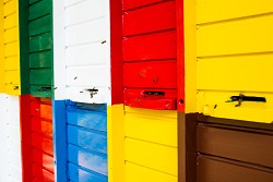 Painted Bee hives in Slovenia